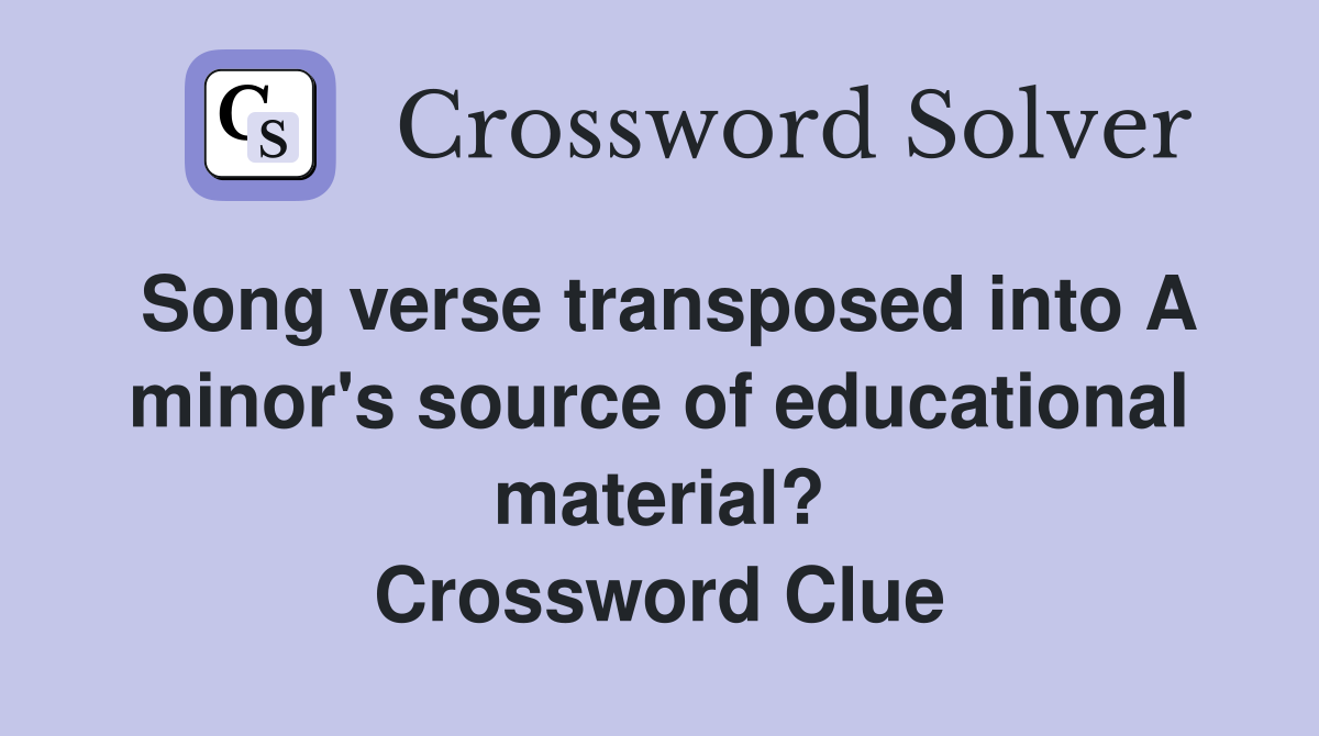 Song verse transposed into A minor's source of educational material